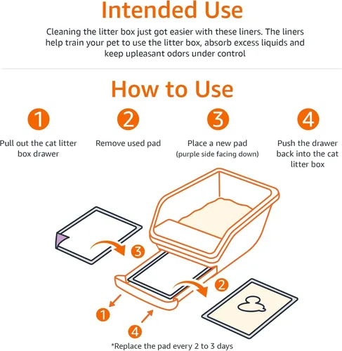 Vista 4 de Amazon Basics Almohadillas de Entrenamiento para Gatos, 20 unidades, ajuste universal para caja de arena, control de olores con aroma fresco, morado