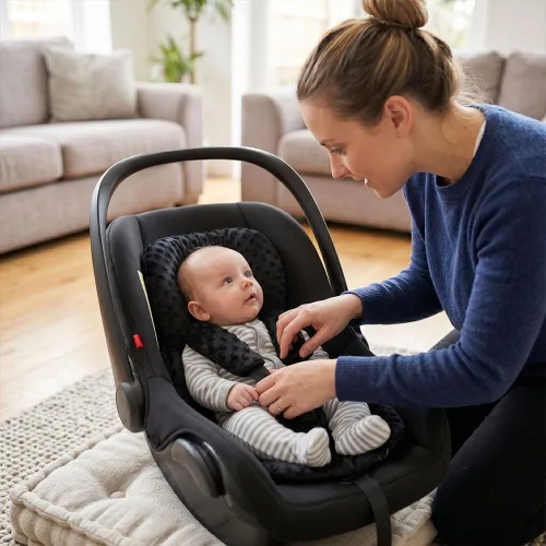 Vista 7 de Cojines de apoyo infantil, inserción para asientos de coche, cojines de cochecito, negro