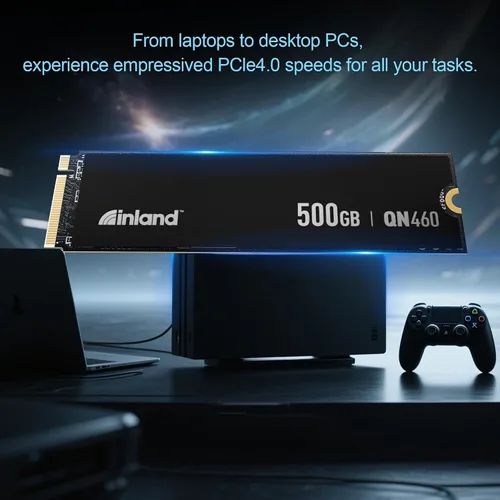 Vista 5 de INLAND QN460 SSD 500GB Gen4 NVMe M.2 Unidad interna de estado sólido para juegos, hasta 5,300 MB/s, almacenamiento y memoria para laptop y PC