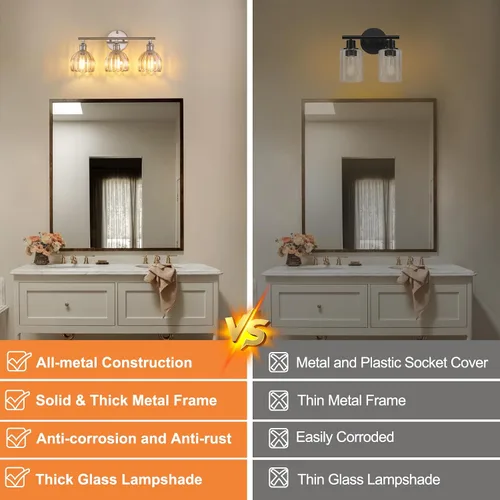 Vista 139 de Shenmoyl Lámparas de baño, lámpara de pared de 2 luces para tocador sobre espejo con pantalla de vidrio tulipán blanco para dormitorio, sala