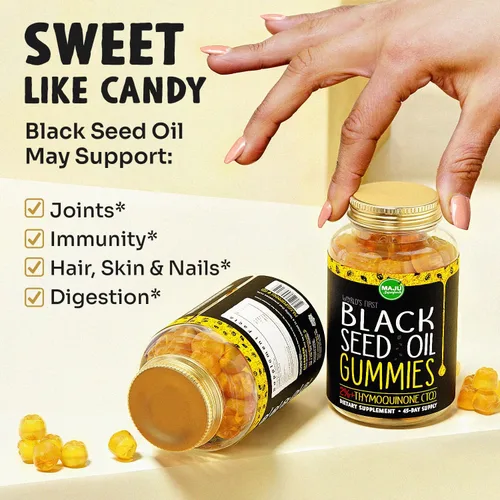 Vista 3 de Maju Superfoods Gomitas de aceite de semilla negra, aceite de orégano y cápsulas de reposición mineral