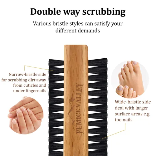 Vista 5 de Cepillo de uñas de madera con cerdas de carbón de nailon y cuerda para colgar, crema de pies para pies y talones secos agrietados, sales del mar