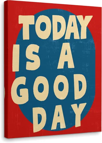 Vista 11 de Arte de Lienzo Inspiracional para Pared, Arte de Pared Femenino, Arte de Lienzo Enmarcado para Pared Azul Preppy Funky Today Is a Good Day de 14x11
