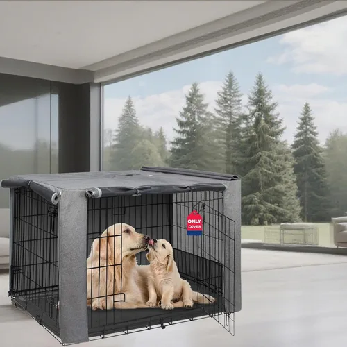 Vista 30 de HiCaptain Funda para Jaula de Perro 24.0" L x 18.0" A x 20.0" Al con Malla Transpirable, Funda para Perrera Duradera Heavy Duty, Paneles con Doble