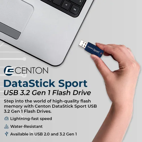 Vista 2 de Centon DataStick Sport - Unidad flash USB 3.0 de 16 GB x 5, azul marino (S1-U3W2-16G-5B)