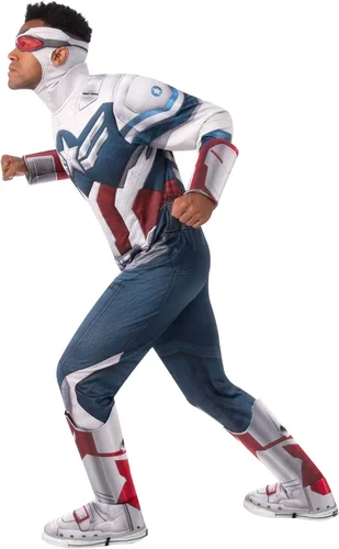 Vista 5 de Rubies Marvel - Disfraz de lujo para hombre, The Falcon and The Winter Soldier Captain America, Azul Patchwork