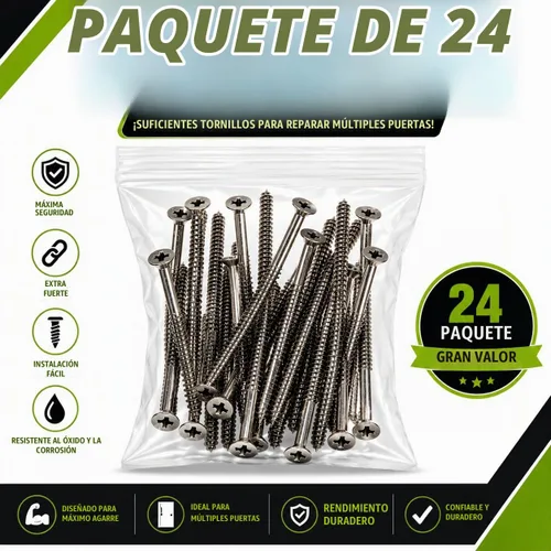 Vista 5 de Tornillos para madera de níquel plateado satinado de 9 x 3 pulgadas, tornillos extra largos para bisagra de puerta, tornillos de seguridad