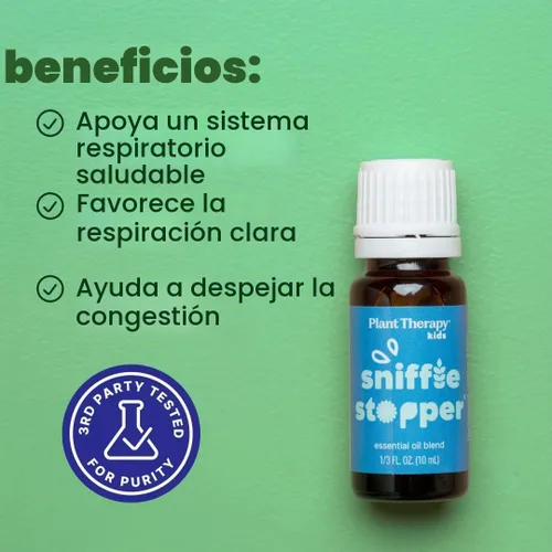 Vista 2 de KidSafe mezcla de aceites esenciales sin diluir para tratar el resfrío, de grado terapéutico, Transparente