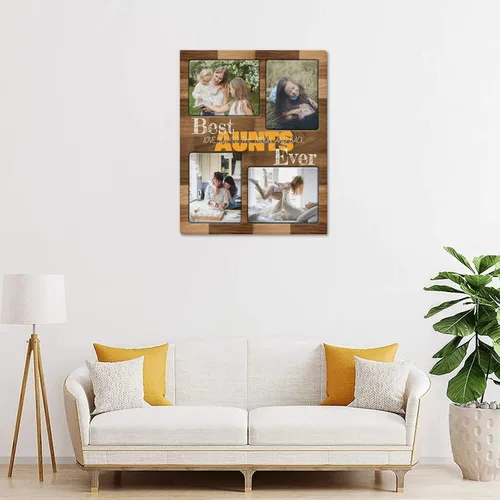 Vista 5 de SHIYEL - Impresiones personalizadas en lienzo con foto, regalos de cumpleaños personalizables para tía de sobrina o sobrino, crea un lienzo de pared