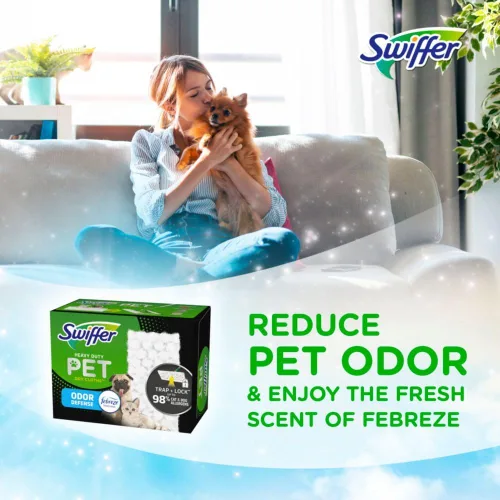 Vista 5 de Swiffer 20 Pack Multi-Surface Pet Dry Cloth Refills for Sweeping and Cleaning Floor, Febreze Fresh