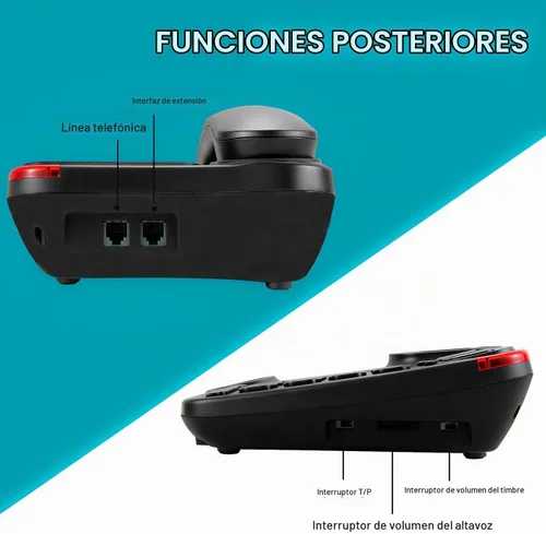 Vista 3 de Teléfono grande con cable de botón para personas mayores, marcación rápida de fotos, control de volumen, altavoz, cable extralargo, alerta de flash