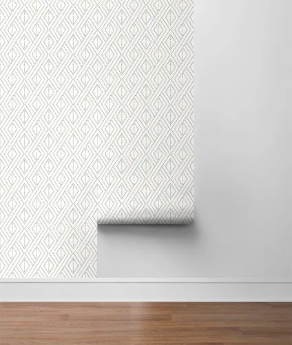 Vista 8 de Lillian August NextWall Luxe Haven Boho Grid - Papel tapiz autoadhesivo (Argos gris y amarillo)