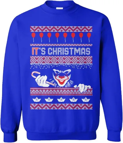 Vista 12 de Tcombo It's Christmas - Sudadera unisex con cuello redondo y payaso espeluznante para Navidad