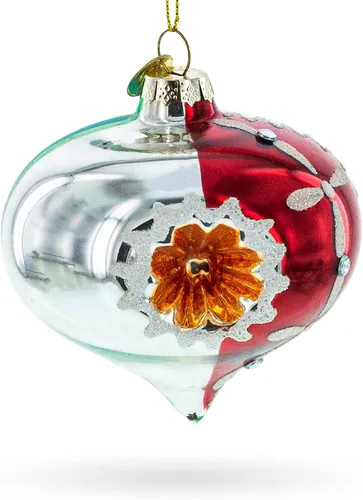 Vista 2 de Adorno navideño de cristal inspirado en la vendimia de cebolla roja retro
