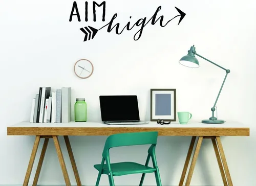 Vista 2 de Wall Decor Plus More WDPM3722 Aim High Inspirational Wall Decal Quote with Arrow, Black,33x11-Inch, 33x11, Black