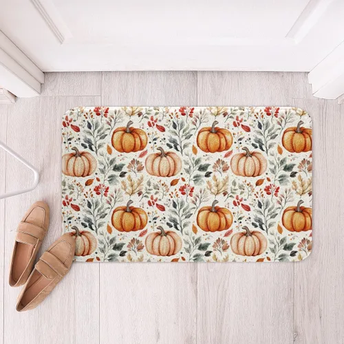 Vista 9 de Erosebridal Thanksgiving Turkey Bathroom Rugs - Fall Leaves Pumpkin Bath Mat for Kids Adults, Vintage Autumn Harvest Door Mat 16 x 24 Inch Rustic