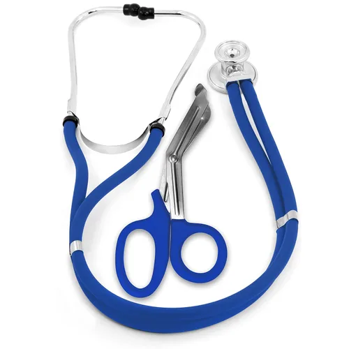 Vista 10 de ASA TECHMED Sprague - Estetoscopio de doble tubo para adultos y pediátricos + tijeras EMT a juego, ideal para EMT, enfermera, médico, estudiante