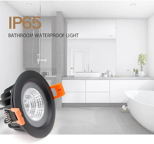 Vista 6 de LS-PRO Lámpara de techo empotrable LED de 3.5 pulgadas, 5 W, panel de aluminio delgado, lámpara de ducha resistente al óxido, IP65, impermeable