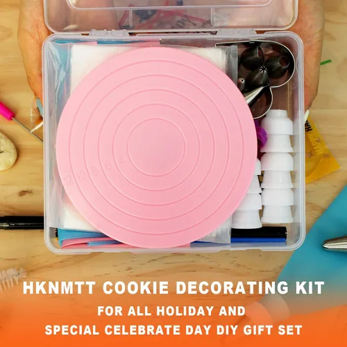 Vista 7 de Kit de suministros de decoración de galletas, 82 piezas con caja de almacenamiento, juego de tocadiscos de galletas de azúcar con 6 puntas