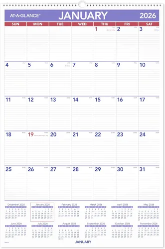 Vista 12 de AT-A-GLANCE Calendario de pared 2027, mensual, planificador de 20 x 30 pulgadas, bloques diarios a rayas (PM42827)