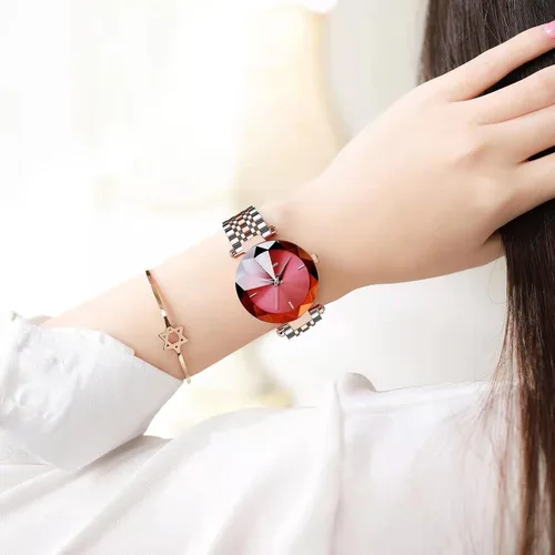 Vista 3 de SENRUD Relojes de moda para mujer, reloj de pulsera de malla de acero inoxidable de oro rosa, elegante, regalo para mujer, reloj de pulsera