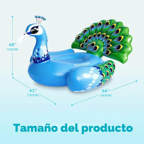 Vista 6 de JOYIN Flotador inflable de pavo real para piscina, flotadores gigantes de playa divertidos de pavo real, decoraciones de fiesta en la piscina