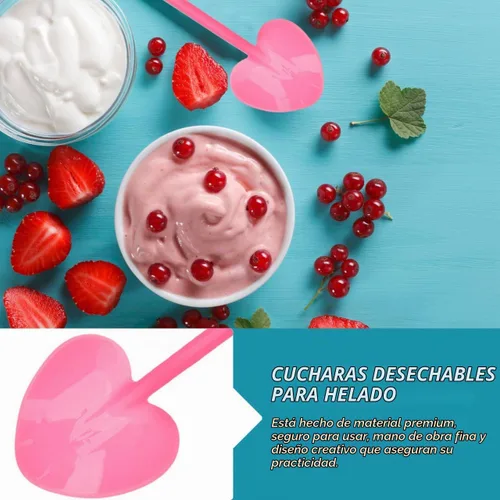 Vista 6 de NUOBESTY 100 cucharas de plástico desechables en forma de corazón, cucharas de postre de 4.1 pulgadas para pasteles, mousse, suministros de fiesta