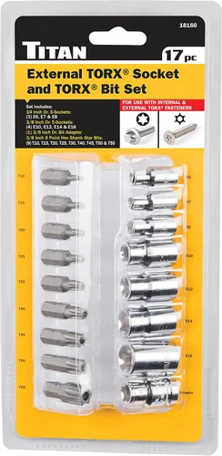 Vista 2 de Titan Tools 16160 - Juego de llaves de vaso y brocas externas Torx (17 piezas)