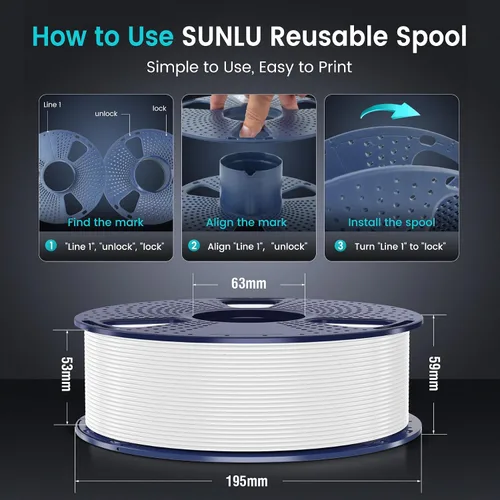 Vista 8 de SUNLU - Filamento PLA Plus para impresora 3D, 1.75 mm, bobina de 1 kg (2.2 lb), enrollado de forma ordenada, precisión dimensional ±0.02 mm