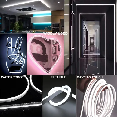 Vista 5 de Tira LED de silicona de 16 pies, color blanco, sin manchas debajo del gabinete 5M/16ft silicone strip, no light spots Plug-in step dimming. Blanco