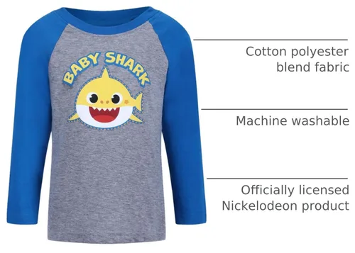Vista 4 de Nickelodeon Baby Shark - Camisa raglán de manga larga para niños pequeños
