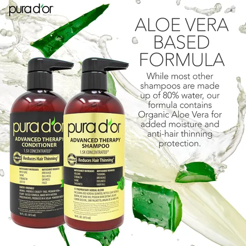 Vista 4 de PURA D'OR Champú y acondicionador de biotina de terapia avanzada antiadelgazamiento y aceite de argán orgánico marroquí (4 onzas / 4.0 fl oz)