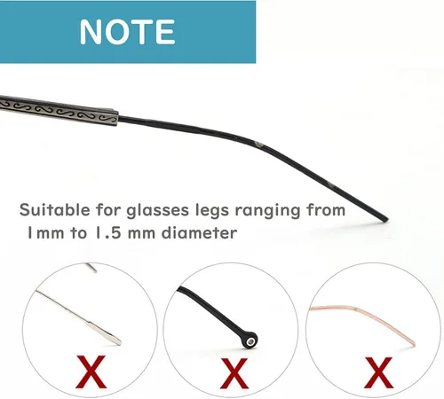 Vista 4 de 8 pares de puntas de punta de lentes para orejas, tubos antideslizantes, puntas de repuesto de silicona para patas de metal fino, 4 negro/4 blanco