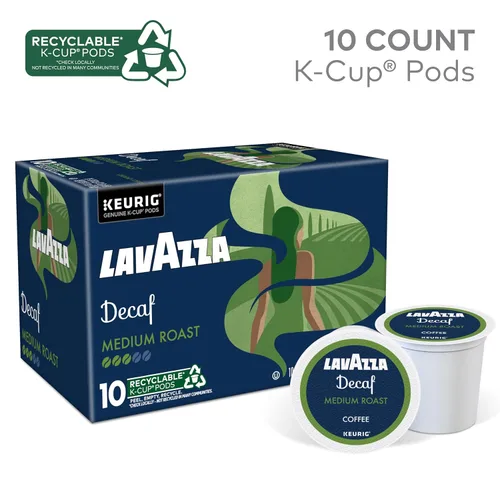 Vista 2 de Lavazza Classico - Tazas K de café descafeinado para Keurig Brewer, tostado medio, caja de 10 unidades, sabor rico y con cuerpo que ofrece un aroma