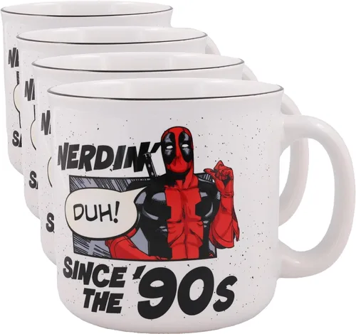 Vista 15 de Silver Buffalo Marvel Deadpool Nerdin Since the 90s Taza de Cerámica Camper, 20 Onzas Desde el, 0.59 Litros