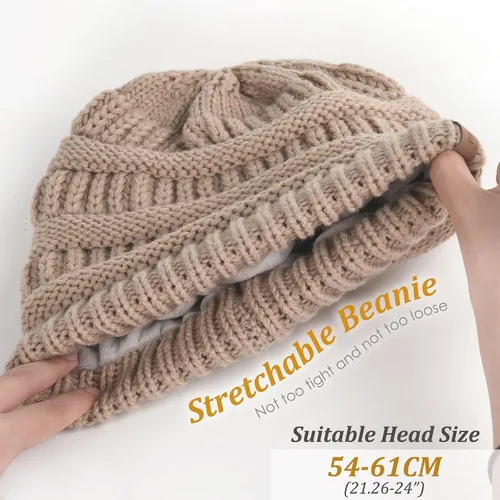 Vista 53 de FURTALK Gorros de invierno para mujer, con forro polar, gorro de punto holgado y cálido, gorro de esquí