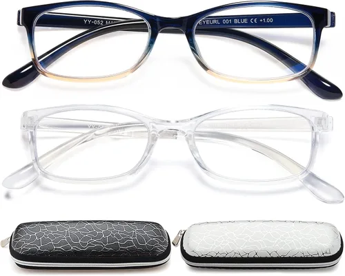 Vista 10 de EYEURL Lentes de lectura para mujeres y hombres, bloqueo de luz azul, 0.00 anti fatiga ocular, TR90 lentes de marco rectangular ultraligero