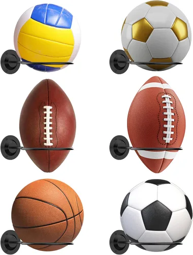 Vista 9 de S SUCHEK Soporte para pelotas de baloncesto y deportes, soporte de pared para baloncesto, fútbol, voleibol, fútbol, rugby