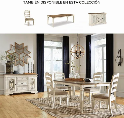 Vista 6 de Signature Design by Ashley Realyn - Juego de 2 sillas de comedor de madera, color blanco