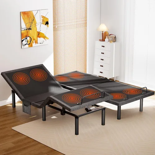 Vista 14 de AMADA HOMEFURNISHING Base de cama ajustable con masaje, base de cama ajustable individual XL controlada por aplicación con 4 puertos USB y luz LED