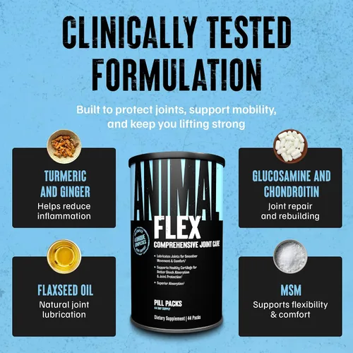 Vista 5 de Animal Flex - Suplemento articular de glucosamina y condroitina para mujeres y hombres con dolor con cúrcuma, MSM, boswellia para el cartílago