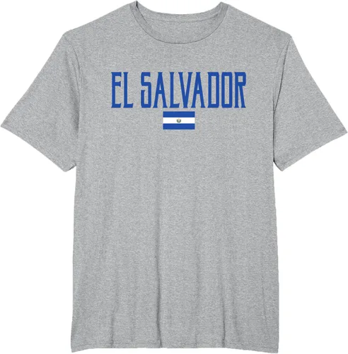 Vista 36 de Camiseta de texto azul con bandera de El Salvador, Negro, S