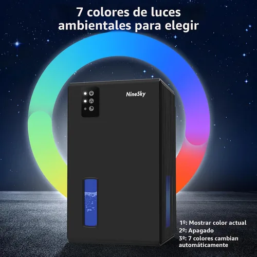Vista 4 de NineSky Deshumidificador, deshumidificador de 1000 pies cuadrados para el hogar con tanque de agua grande de 95 onzas, deshumidificador silencioso