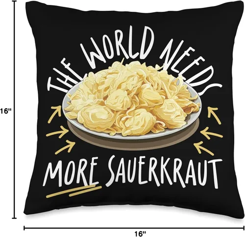 Vista 4 de The World Needs More Sauerkraut Almohada de chucrut, 16 x 16, multicolor