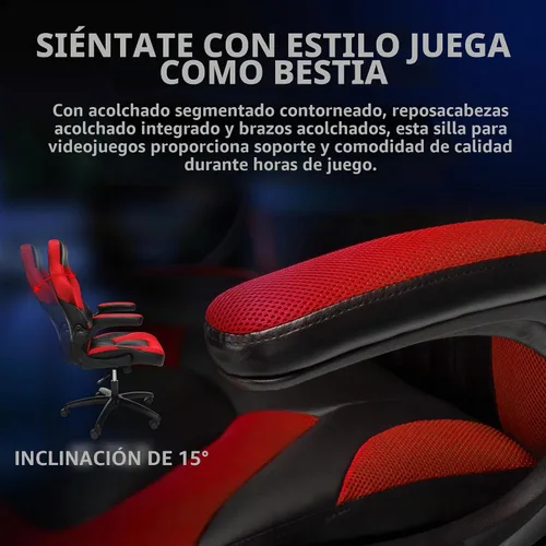 Vista 5 de RESPAWN 3085 Silla de juegos, silla ergonómica de oficina, reposacabezas Rojo