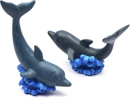 Vista 3 de Bright Creations Kit de pintura de cerámica para adultos, figuras de delfines para pintar, paquete de 2, 3.5 x 2.25 x 5 pulgadas, poliresina sin