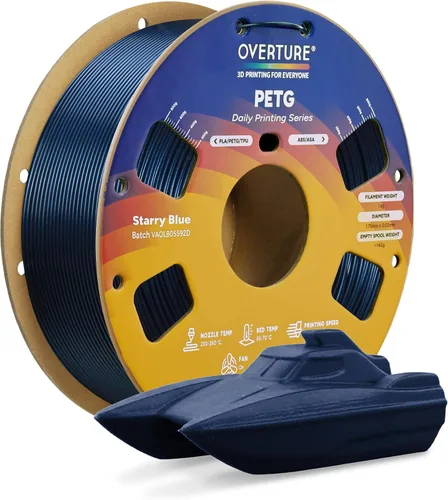 Vista 12 de OVERTURE - Filamento PETG de 1/16 de pulgada (1.75 mm) para impresora 3D y FDM, bien enrollado, duradero, carrete de 4.4 libras, dureza firme