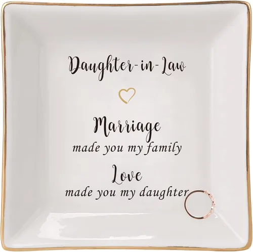 Vista 13 de HOME SMILE Regalos para el Día de la Madre de sobrina, tía y sobrina, bandeja de cerámica para joyas de tías, cumpleaños, San Valentín, Acción