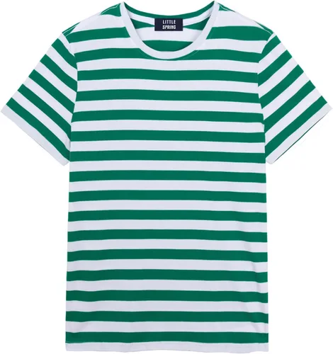 Vista 10 de LittleSpring Camisetas de manga corta con cuello redondo y rayas de algodón para Negro y rojo