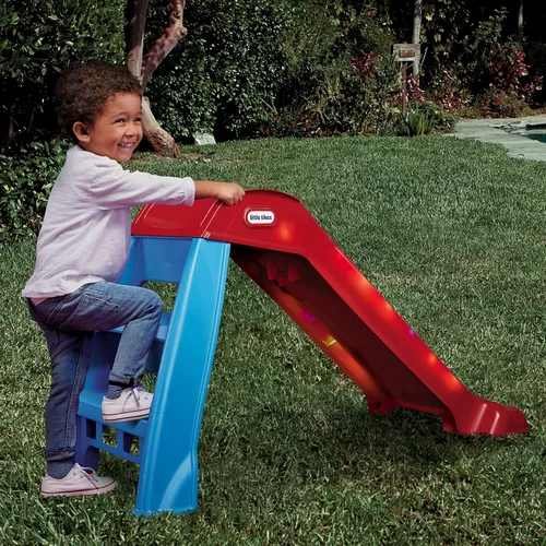 Vista 3 de Little Tikes – Primer tobogán iluminado para niños, interior/exterior, rojo